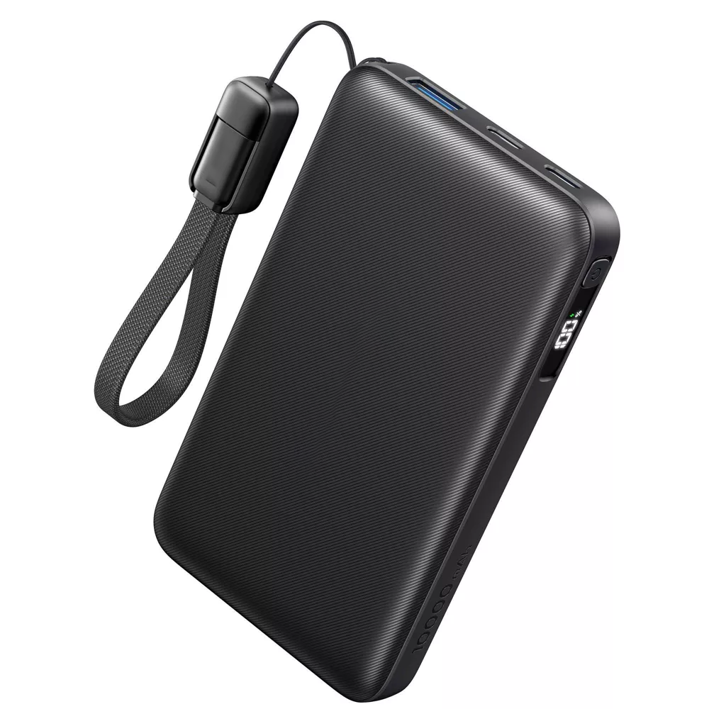 Kompakte Leistungsbank Pocket Neo mit 10000 mAh und integriertem USB-C-Tragekabel sowie 22,5-W-PD-Schnellladung